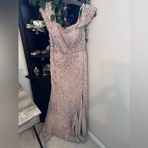 Catwalk couture formal beaded dress